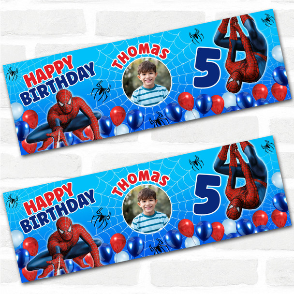 Personalised Party Banner For Kids Birthday Boys Spiderman Any Age Photo Any Age Personalised Party Banner For Kids Birthday Boys Spiderman Any Age Photo Any Age
