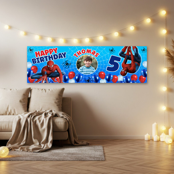 Personalised Party Banner For Kids Birthday Boys Spiderman Any Age Photo Any Age Personalised Party Banner For Kids Birthday Boys Spiderman Any Age Photo Any Age