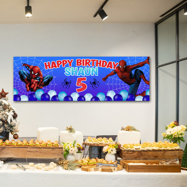 Personalised Party Banner For Kids Birthday Boys Spiderman Any Age