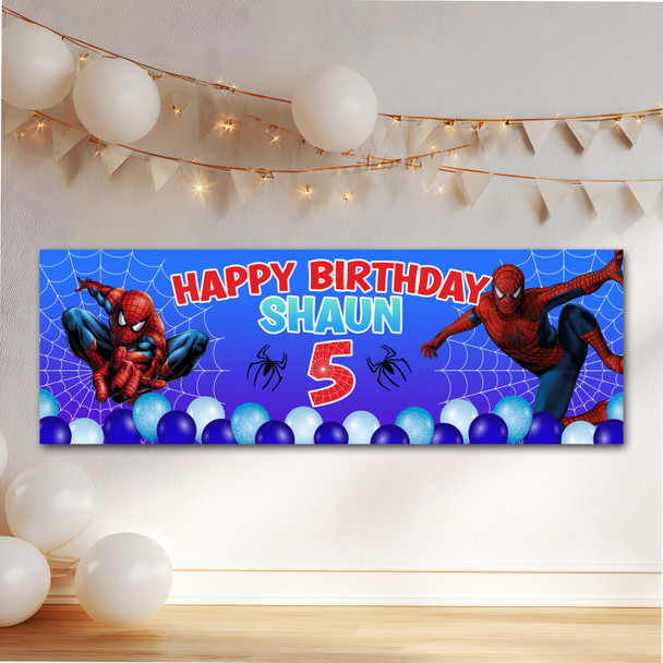 Personalised Party Banner For Kids Birthday Boys Spiderman Any Age