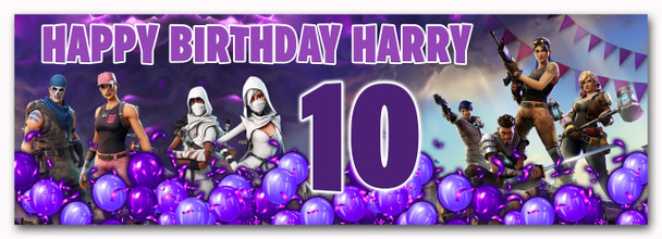 Personalised Party Banner For Kids Birthday Fortnite Any Age