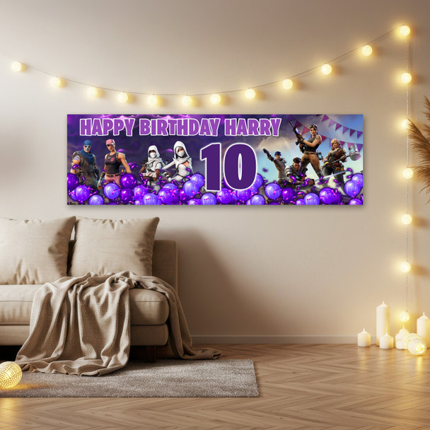 Personalised Party Banner For Kids Birthday Fortnite Any Age