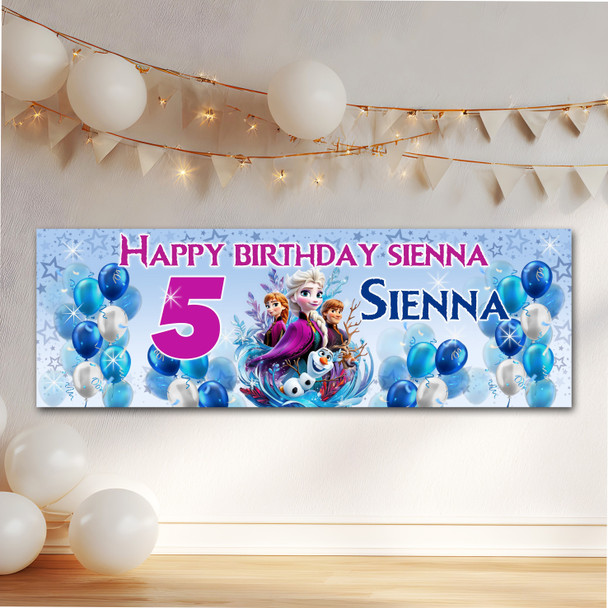 Personalised Party Banner For Kids Birthday Frozen Any Age
