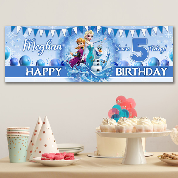 Personalised Party Banner For Kids Birthday Girls Any Age Frozen