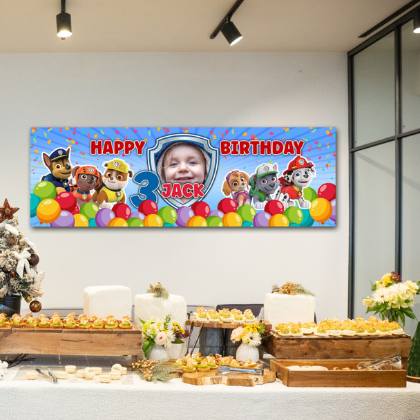 Personalised Party Banner For Kids Birthday Paw Patrol With Photo Any Age Personalised Party Banner For Kids Birthday Paw Patrol With Photo Any Age