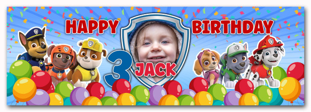 Personalised Party Banner For Kids Birthday Paw Patrol With Photo Any Age Personalised Party Banner For Kids Birthday Paw Patrol With Photo Any Age