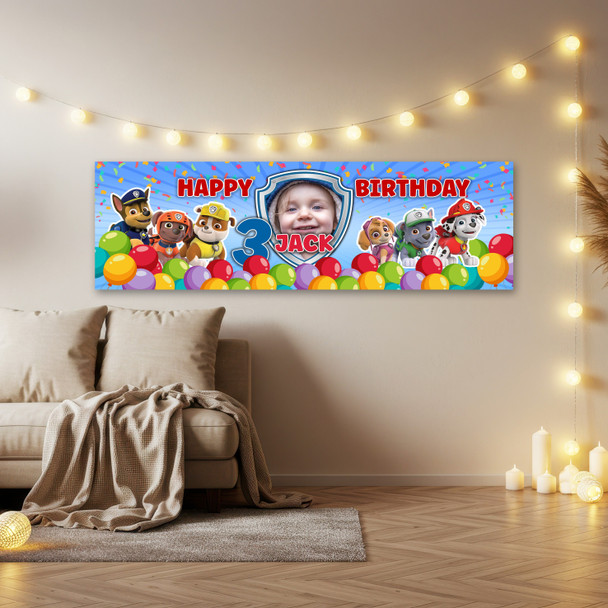 Personalised Party Banner For Kids Birthday Paw Patrol With Photo Any Age Personalised Party Banner For Kids Birthday Paw Patrol With Photo Any Age