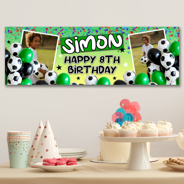 Personalised Party Banner For Kids Birthday Boys Football With Photo Any Age