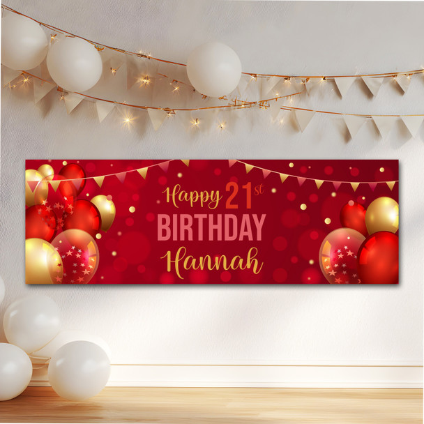 Personalised Party Banner For 21st Birthday Red Gold Balloons Personalised Party Banner For 21st Birthday Red Gold Balloons