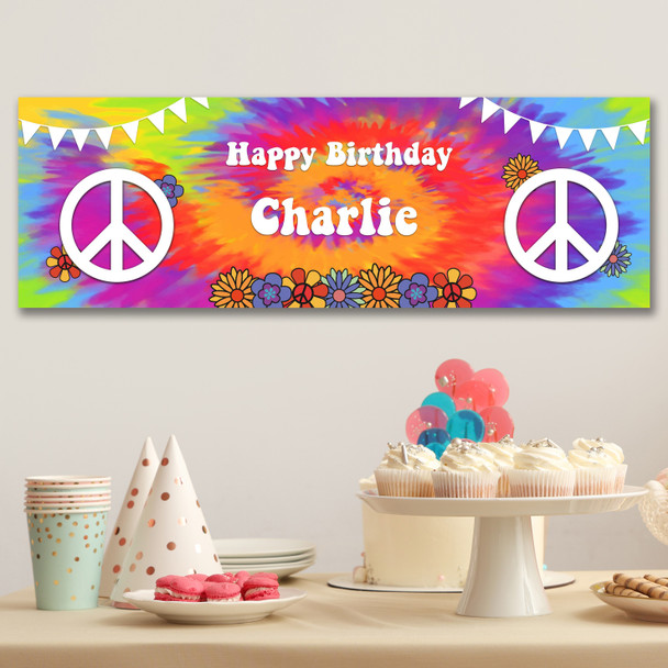 Personalised Party Banner For Birthday 1960's Theme Peace
