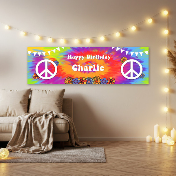 Personalised Party Banner For Birthday 1960's Theme Peace