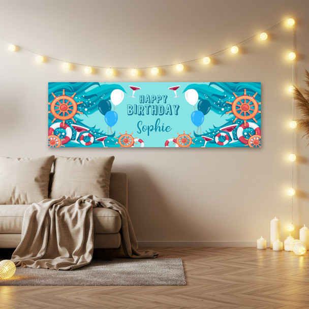 Personalised Party Banner For Birthday Boat Sea Nautical
