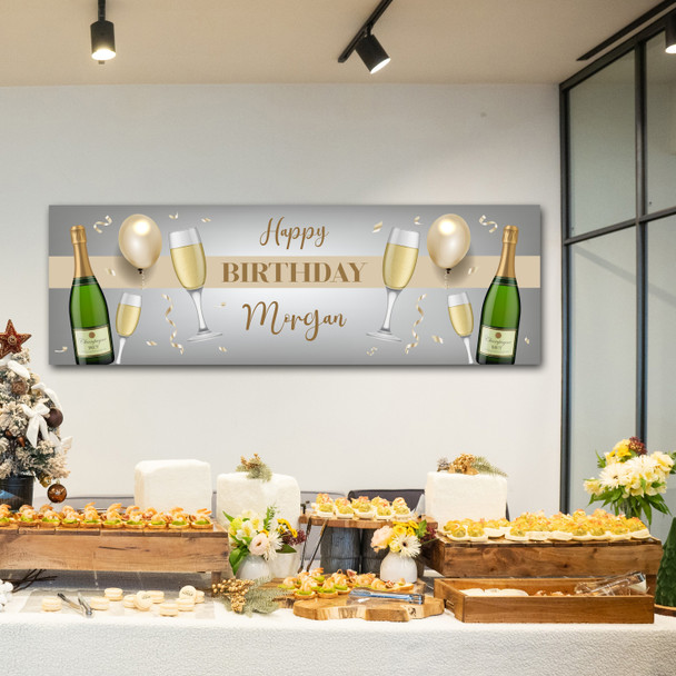 Personalised Party Banner For Birthday Champagne Gold Balloons Personalised Party Banner For Birthday Champagne Gold Balloons