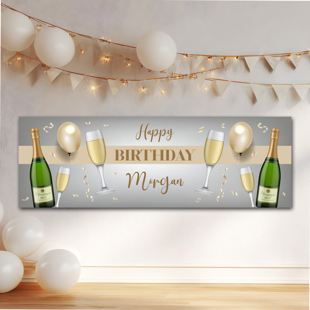 Personalised Party Banner For Birthday Champagne Gold Balloons Personalised Party Banner For Birthday Champagne Gold Balloons