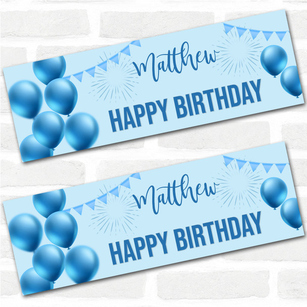 Personalised Party Banner For Birthday Male Blue Balloon Star Personalised Party Banner For Birthday Male Blue Balloon Star