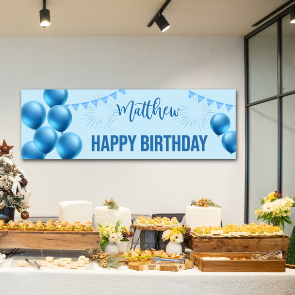 Personalised Party Banner For Birthday Male Blue Balloon Star Personalised Party Banner For Birthday Male Blue Balloon Star