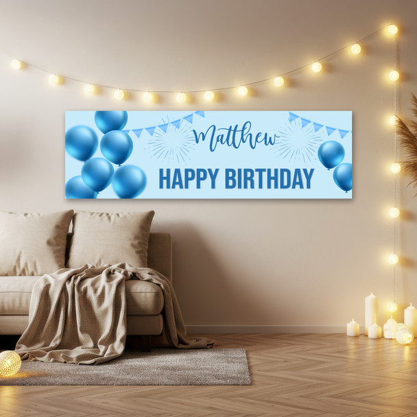 Personalised Party Banner For Birthday Male Blue Balloon Star Personalised Party Banner For Birthday Male Blue Balloon Star