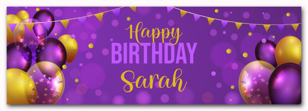 Personalised Party Banner For Birthday Purple Gold Balloons Personalised Party Banner For Birthday Purple Gold Balloons