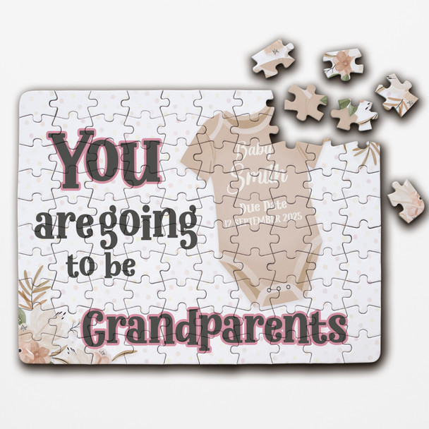 FREE WITH ORDERS OVER £30! - For Grandparents Neutral Pregnancy Announcement Gift Custom Wood Jigsaw Puzzle