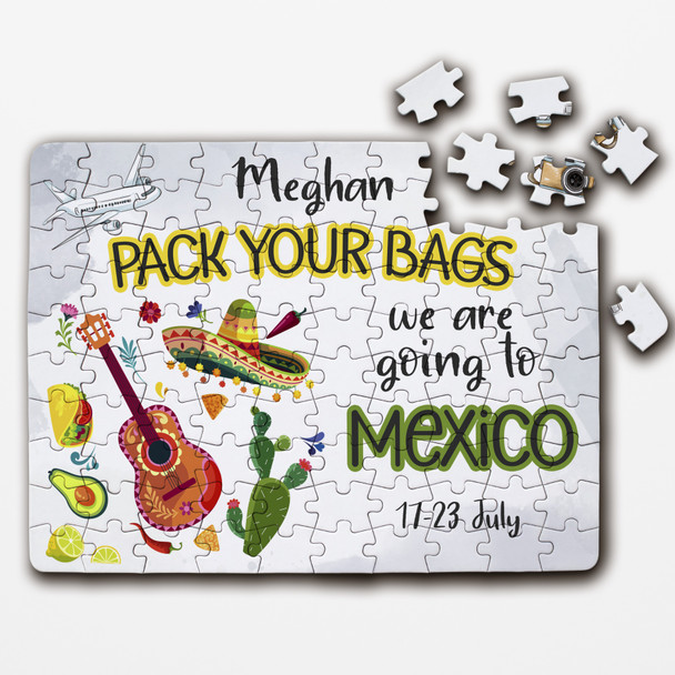 FREE WITH ORDERS OVER £30! - Surprise Holiday Announcement Gift Going To Mexico Custom Wood Jigsaw Puzzle