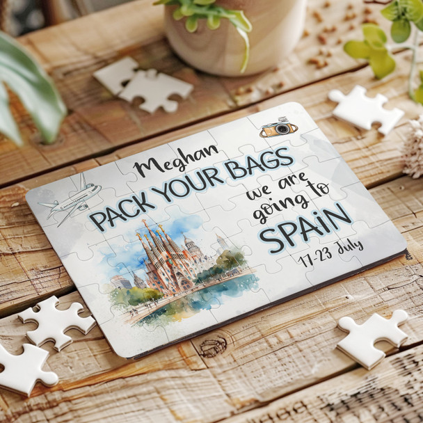FREE WITH ORDERS OVER £30! - Surprise Holiday Gift Going To Spain Custom Personalised Wooden Jigsaw Puzzle