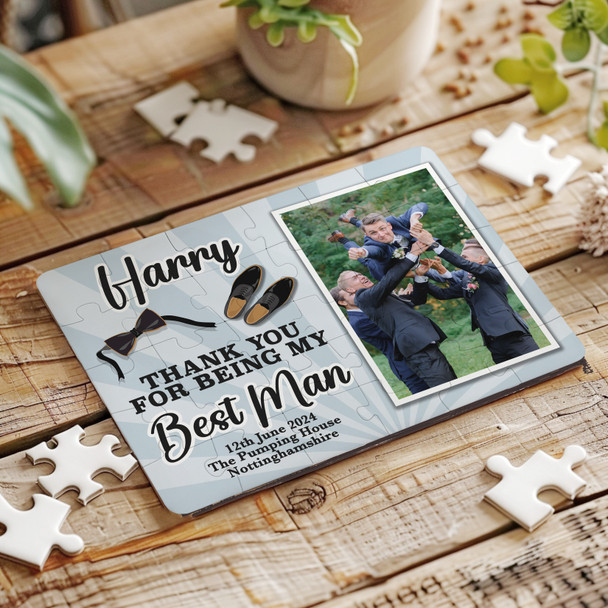 FREE WITH ORDERS OVER £30! - Thank You Best Man Wedding Gift Photo Custom Personalised Wooden Jigsaw Puzzle