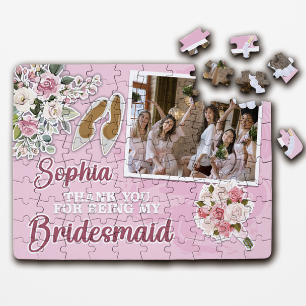 FREE WITH ORDERS OVER £30! - Thank You Bridesmaid Wedding Thank You Gift Photo Custom Wood Jigsaw Puzzle