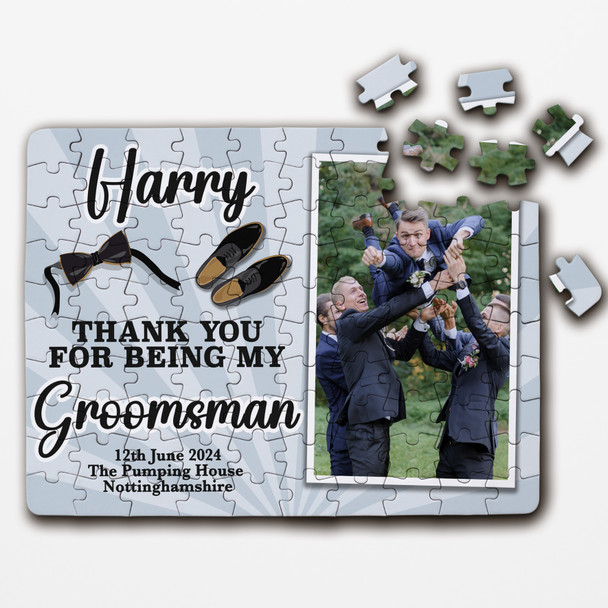 FREE WITH ORDERS OVER £30! - Thank You Groomsman Wedding Gift Photo Custom Personalised Wooden Jigsaw Puzzle