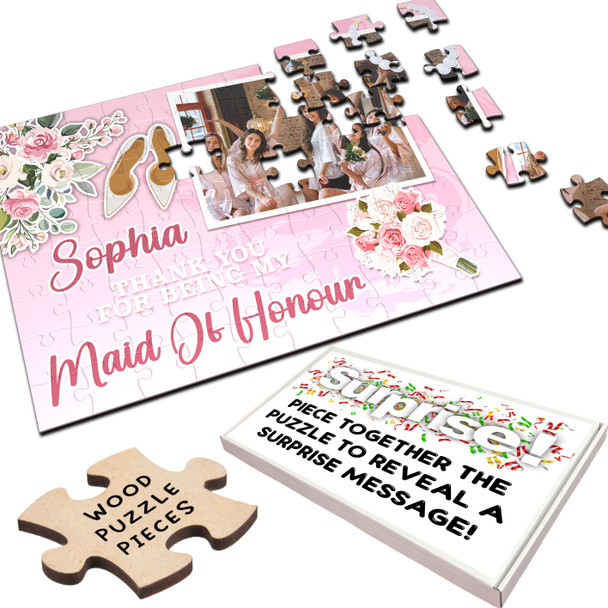 FREE WITH ORDERS OVER £30! - Thank You Maid Of Honour Wedding Thank You Gift Photo Custom Wood Jigsaw Puzzle