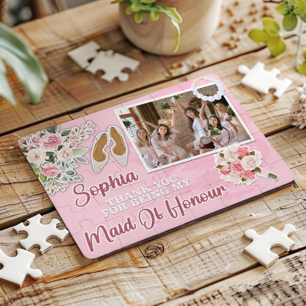 FREE WITH ORDERS OVER £30! - Thank You Maid Of Honour Wedding Thank You Gift Photo Custom Wood Jigsaw Puzzle