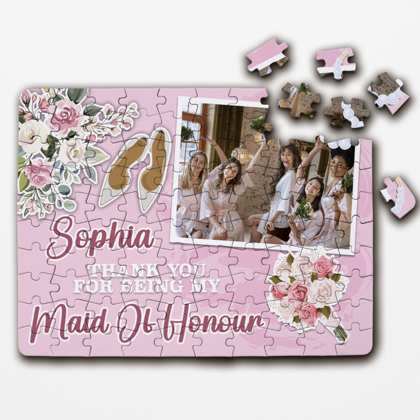 FREE WITH ORDERS OVER £30! - Thank You Maid Of Honour Wedding Thank You Gift Photo Custom Wood Jigsaw Puzzle