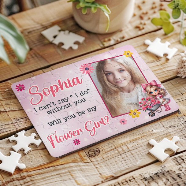 FREE WITH ORDERS OVER £30! - Will You Be My Flower Girl Gift Photo Custom Personalised Wooden Jigsaw Puzzle