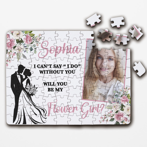 FREE WITH ORDERS OVER £30! - Will You Be My Flower Girl Wedding Gift Photo Personalised Wooden Jigsaw Puzzle