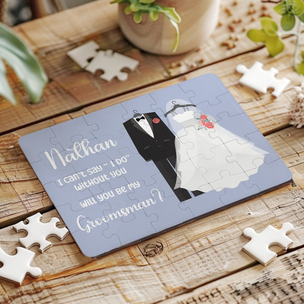 FREE WITH ORDERS OVER £30! - Will You Be My Groomsman At Wedding Gift Personalised Wooden Jigsaw Puzzle