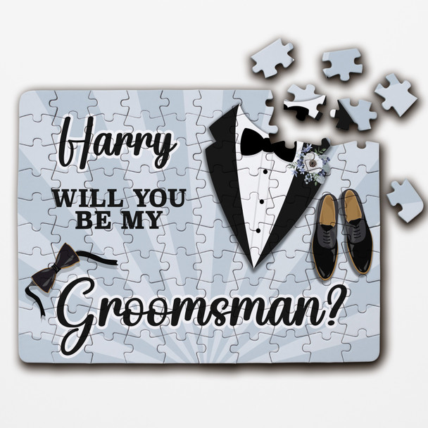 FREE WITH ORDERS OVER £30! - Will You Be My Groomsman Gift Wedding Custom Personalised Wooden Jigsaw Puzzle