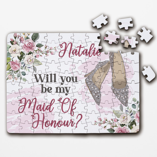 FREE WITH ORDERS OVER £30! - Will You Be My Maid Of Honour Announcement Gift Personalised Wood Jigsaw Puzzle