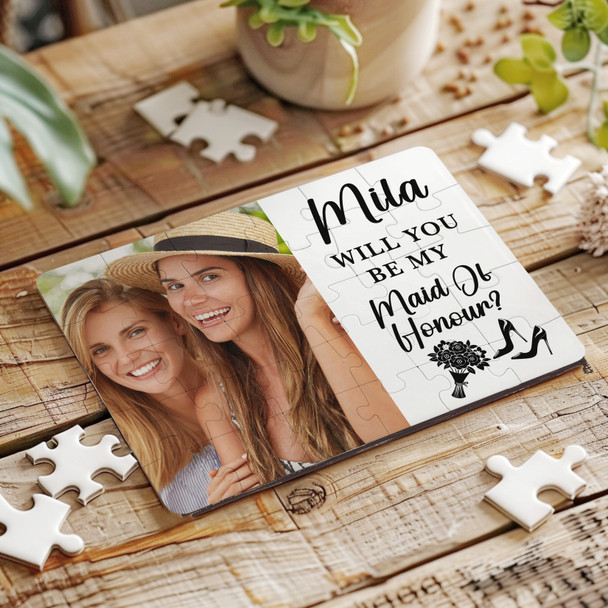 FREE WITH ORDERS OVER £30! - Will You Be My Maid Of Honour Photo Gift Personalised Wooden Jigsaw Puzzle