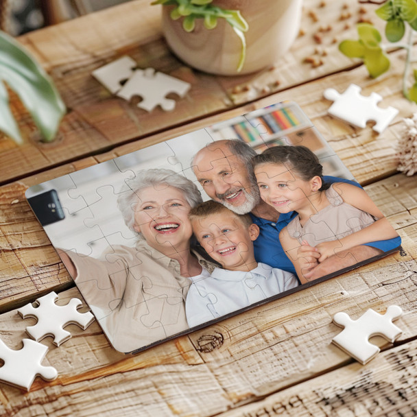 FREE WITH ORDERS OVER £30! - Any Photo Your Photo Custom Gift Family Grandparents Custom Wood Jigsaw Puzzle