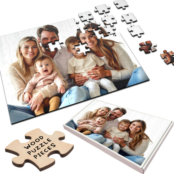 FREE WITH ORDERS OVER £30! - Any Photo Your Photo Custom Gift Family Custom Personalised Wooden Jigsaw Puzzle