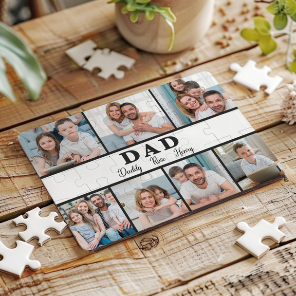 FREE WITH ORDERS OVER £30! - Any Photo Collage Gift For Dad Custom Personalised Wooden Jigsaw Puzzle
