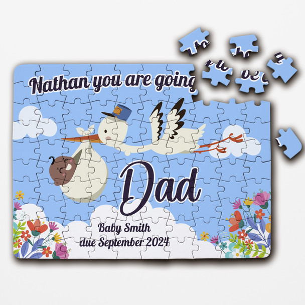 FREE WITH ORDERS OVER £30! - Dad Pregnancy Announcement Gift Stork Dark Skin Baby Custom Wood Jigsaw Puzzle FREE WITH ORDERS OVER £30! - Dad Pregnancy Announcement Gift Stork Dark Skin Baby Custom Wood Jigsaw Puzzle