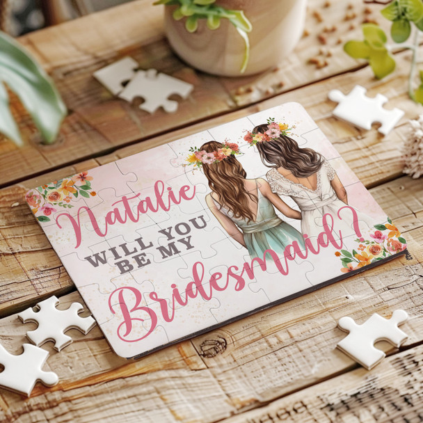 FREE WITH ORDERS OVER £30! - Floral Will You Be My Bridesmaid Gift Custom Personalised Wooden Jigsaw Puzzle FREE WITH ORDERS OVER £30! - Floral Will You Be My Bridesmaid Gift Custom Personalised Wooden Jigsaw Puzzle