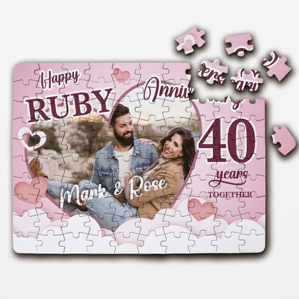 FREE WITH ORDERS OVER £30! - Ruby Wedding 40th Anniversary Gift Photo Heart Personalised Wood Jigsaw Puzzle FREE WITH ORDERS OVER £30! - Ruby Wedding 40th Anniversary Gift Photo Heart Personalised Wood Jigsaw Puzzle