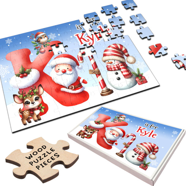 FREE WITH ORDERS OVER £30! - Christmas Gift Kids Santa Alphabet Letter K Personalised Wood Jigsaw Puzzle FREE WITH ORDERS OVER £30! - Christmas Gift Kids Santa Alphabet Letter K Personalised Wood Jigsaw Puzzle