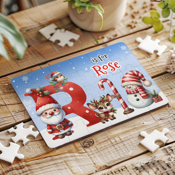 FREE WITH ORDERS OVER £30! - Christmas Gift Kids Santa Alphabet Letter R Personalised Wood Jigsaw Puzzle FREE WITH ORDERS OVER £30! - Christmas Gift Kids Santa Alphabet Letter R Personalised Wood Jigsaw Puzzle