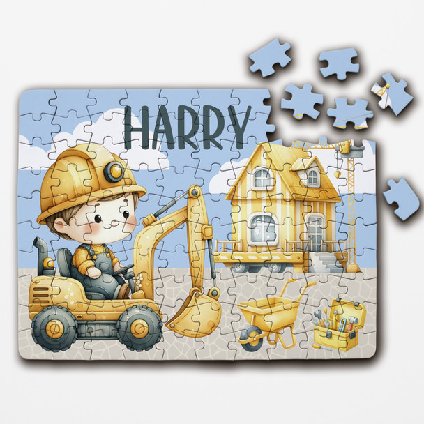 FREE WITH ORDERS OVER £30! - Construction Digger Kids Child's Gift For Boys Personalised Wooden Jigsaw Puzzle FREE WITH ORDERS OVER £30! - Construction Digger Kids Child's Gift For Boys Personalised Wooden Jigsaw Puzzle
