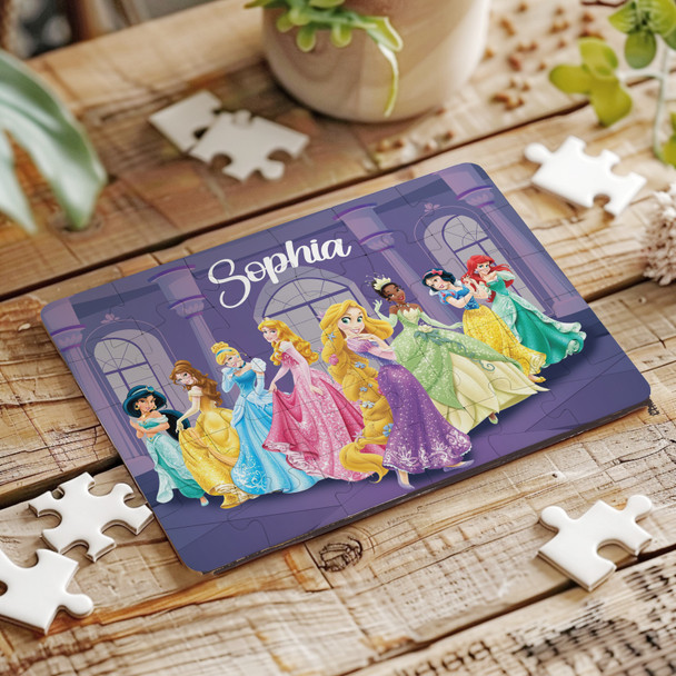 FREE WITH ORDERS OVER £30! - Disney Princess Cartoon Gift For Kids Children Personalised Wooden Jigsaw Puzzle