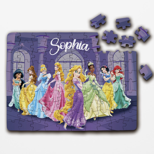 FREE WITH ORDERS OVER £30! - Disney Princess Cartoon Gift For Kids Children Personalised Wooden Jigsaw Puzzle