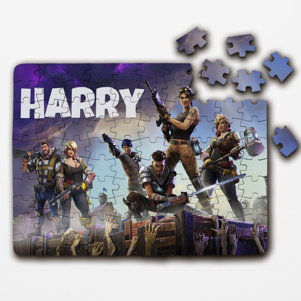 FREE WITH ORDERS OVER £30! - Fortnite Characters Gaming Kids Children's Gift Personalised Wood Jigsaw Puzzle