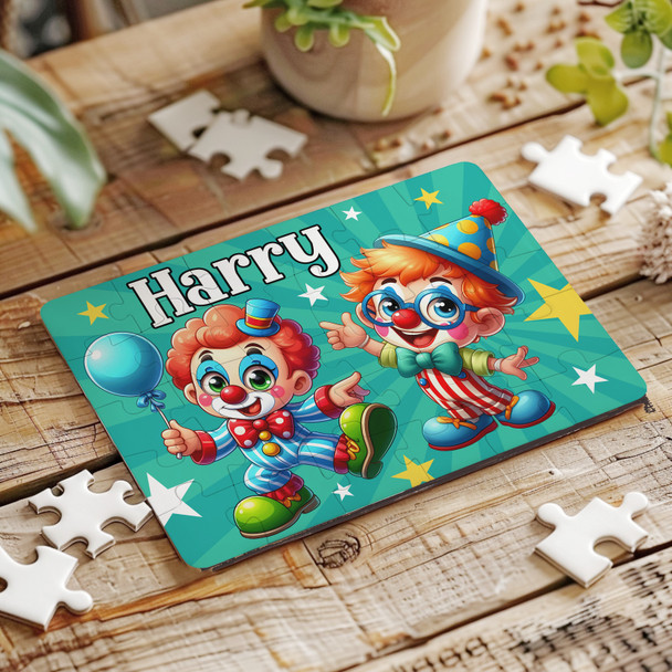 FREE WITH ORDERS OVER £30! - Funny Clowns Circus Gift For Kids Children Personalised Wooden Jigsaw Puzzle